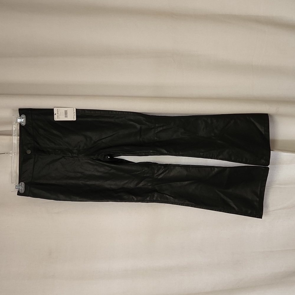 NWT Free People Black Faux Leather Flare Pants Size 4